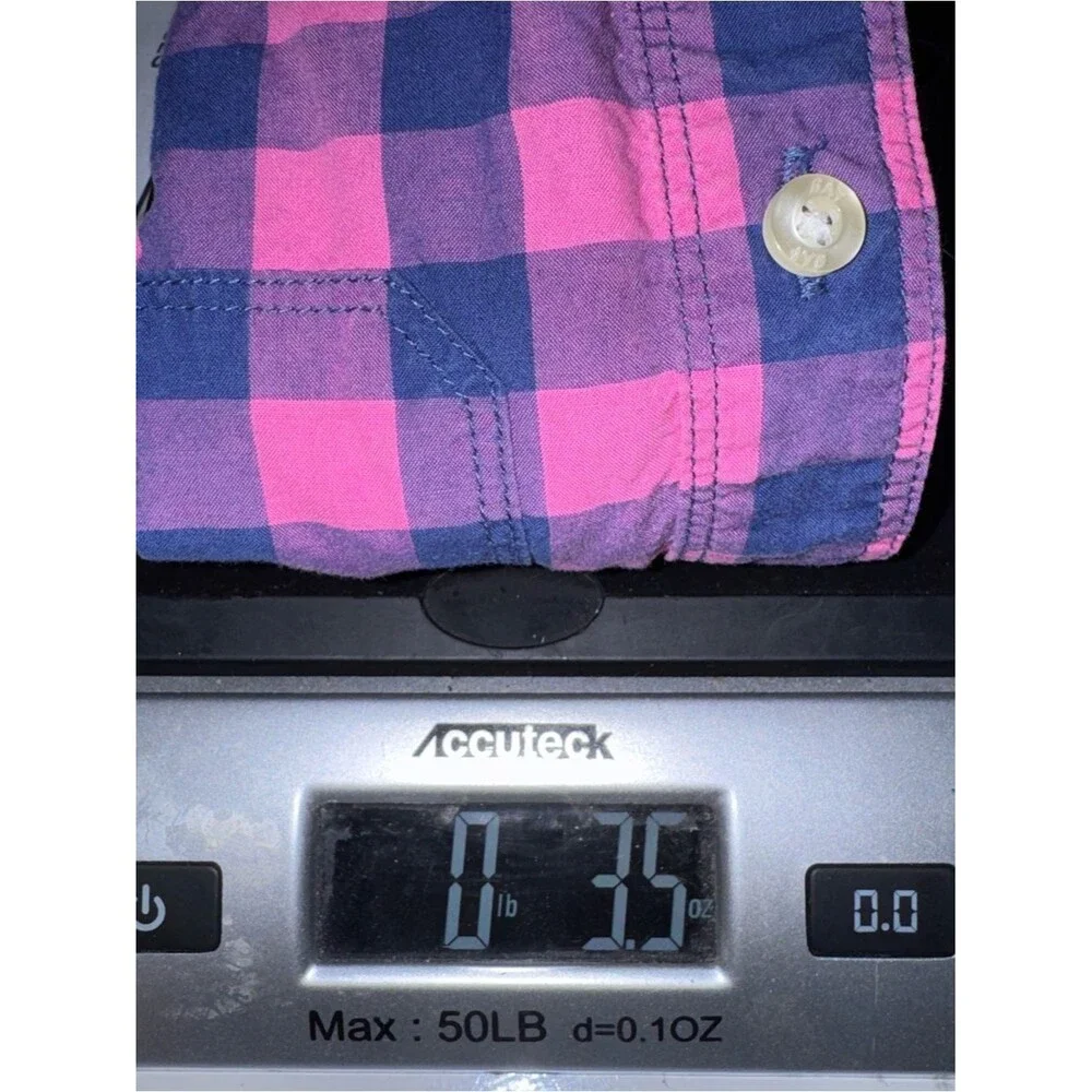 GAP Men's Pink & Navy Check Short-Sleeve Button-Down Shirt